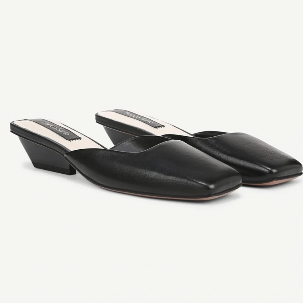 Franco Sarto Black Flats Sleek Leather Loafers